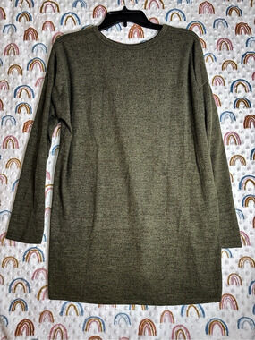 Lovely Souls Olive Green Long Sleeve Mini Dress Asymmetrical Hem Medium